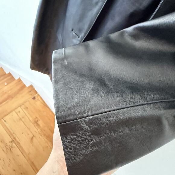 Centigrade Black Leather Long Trench Coat Women’s L Matrix Grunge Minimalist - Picture 6 of 11